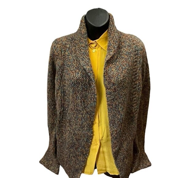 Anthropologie HWR Open Knit Cardigan Cowl Neck Wool Alpaca Blend Women’s S Brown - Picture 1 of 9